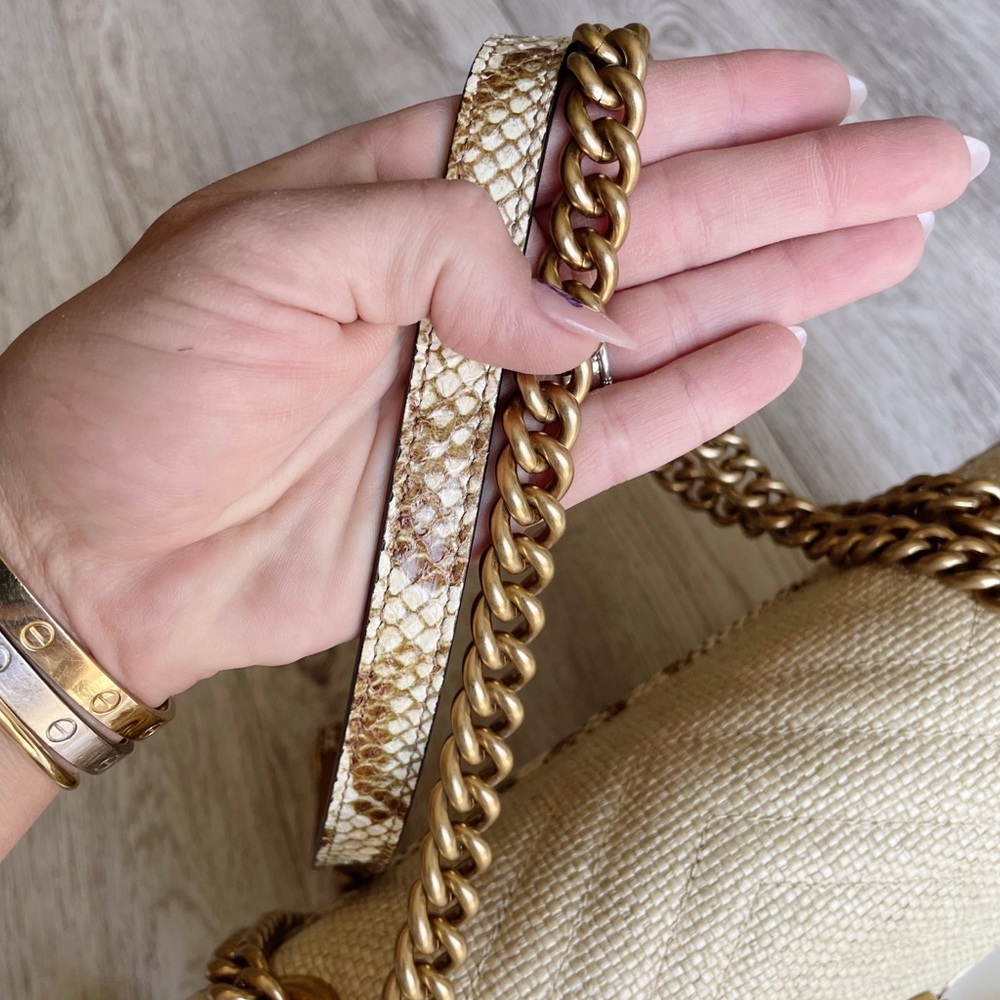 SOLD▪️Gucci Marmont Raffia Snake Crossbody Bag - Picture 9 of 15